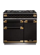 RANGEMASTER ELS90DFFGB/BE Elise Lux 90cm Dual Fuel Range - Black with Black / Antique Brass Trim