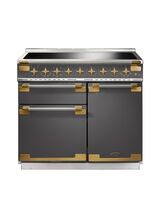 RANGEMASTER ELS100EISL/AB Elise Lux 100cm Induction Range - Slate with Antique Brass Trim