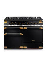RANGEMASTER ELS110DFFGB/BE Elise Lux 110cm Dual Fuel Range - Black with Black / Antique Brass Trim