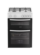 INDESIT IDG6GW 60cm Gas Double Oven Cooker - White