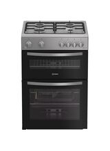 INDESIT IDG6GS 60cm Gas Double Oven Cooker - Silver