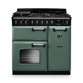 RANGEMASTER CLDL90DFPMGR/CM1 Classic Deluxe 90cm Dual Fuel Mineral Green/Chrome