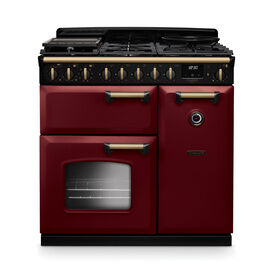 RANGEMASTER CLDL90DFPBOR/AB1 Classic Deluxe 90cm Dual Fuel Bordeaux/Antique Brass