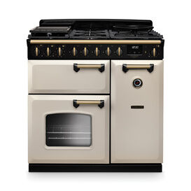 RANGEMASTER CLDL90DFPPCR/AB1 Classic Deluxe 90cm Dual Fuel Pale Cream/Antique Brass