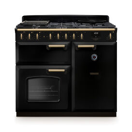 RANGEMASTER CLDL100DFPGBL/AB1 Classic Deluxe 100cm Dual Fuel Black/Antique Brass