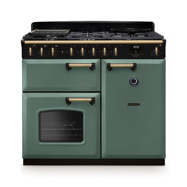RANGEMASTER CLDL100DFPMGR/AB1 Classic Deluxe 100cm Dual Fuel Mineral Green/Antique Brass