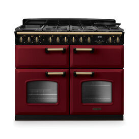RANGEMASTER CLDLB110DFPBOR/AB1 Classic Deluxe 110cm BC Dual Fuel Bordeaux/Antique Brass