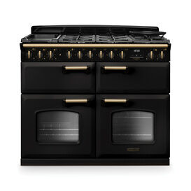RANGEMASTER CLDLB110DFPCBL/AB1 Classic Deluxe 110cm BC Dual Fuel Charcoal Black/Antique Brass