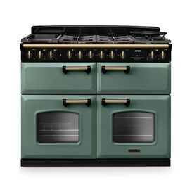 RANGEMASTER CLDLB110DFPMGR/AB1 Classic Deluxe 110cm BC Dual Fuel Mineral Green/Antique Brass