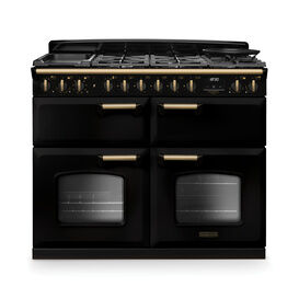 RANGEMASTER CLDLB110DFPGBL/AB1 Classic Deluxe 110cm BC Dual Fuel Black/Antique Brass