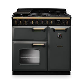 Rangemaster Classic Deluxe 90cm Dual Fuel Slate/Antique Brass CLDL90DFPSLT/AB1
