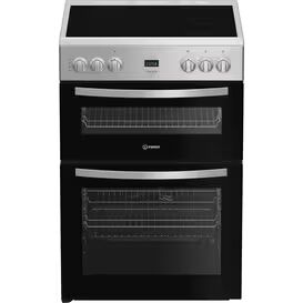 INDESIT IDE6VDCS1 60cm Electric Double Cooker with Ceramic Hob Silver