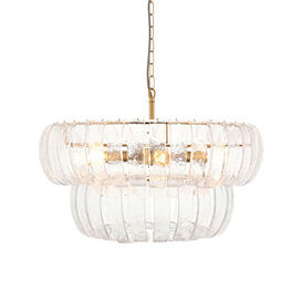 ENDON 116976 Montrose 6Lt Pendant Brushed Aged Brass Clear Glass