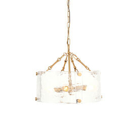 ENDON 118583 Keller 4 Light Pendant Brushed Aged Brass Clear Glass