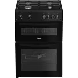 INDESIT IDG6GB 60cm Gas Double Cooker - Black