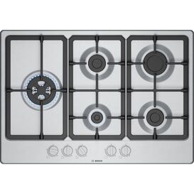 BOSCH PGM7B5K90 Series 4 75cm 5 Burner Gas Hob - Stainless Steel
