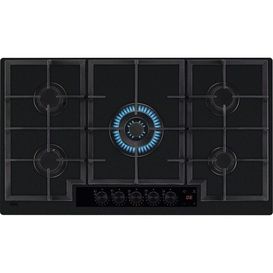 AEG HKB95341NL Gas on Glass 90cm 5 Burner Zone Hob - Black Glass