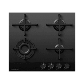 FISHER &amp; PAYKEL CG604DNGGB4 60cm 4 Burner Gas Hob - Black Glass