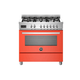 Bertazzoni Professional 90cm Range Cooker Single Oven Dual Fuel Orange PRO96L1EART