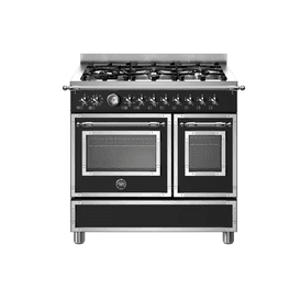 Bertazzoni Heritage 90cm Range Cooker Twin Oven Dual Fuel Black HER96L2ENET