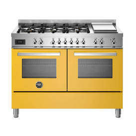 Bertazzoni Professional 120cm Range Cooker Twin Dual Fuel Yellow PRO126G2EGIT