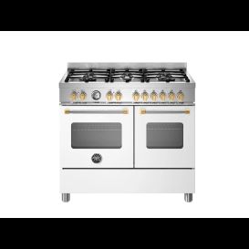 Bertazzoni Master 100cm Range Cooker Twin Oven Dual Fuel White/Gold MAS106L2EBGC