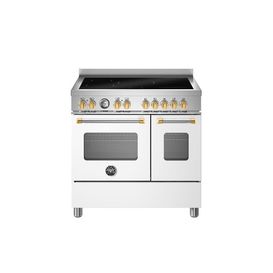 Bertazzoni Master 90cm Range Cooker Twin Oven Induction Matt White with Gold MAS95I2EBGC2