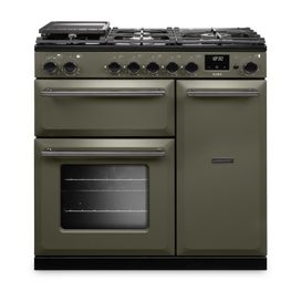 RANGEMASTER AURA90DFPRBD/YX1 Aura 90cm Dual Fuel Range Cooker River Bed with Onyx Trim