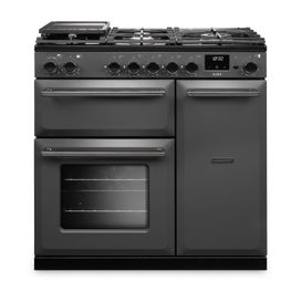 RANGEMASTER AURA90DFPSLT/YX1 Aura 90cm Dual Fuel Range Cooker Slate with Onyx Trim