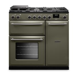 RANGEMASTER AURA90DFPRBD/BN1 Aura 90cm Dual Fuel Range Cooker River Bed with Brushed Nickel Trim