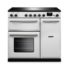 RANGEMASTER AURA90EIPWHT/BN1 Aura 90cm Induction Range Cooker White with Brushed Nickel Trim