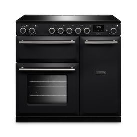 RANGEMASTER AURA90EIPCBL/BN1 Aura 90cm Induction Range Cooker Charcoal Black with Brushed Nickel Trim