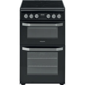 HOTPOINT HD5V93CCB 50cm Ceramic Double Oven Cooker Black