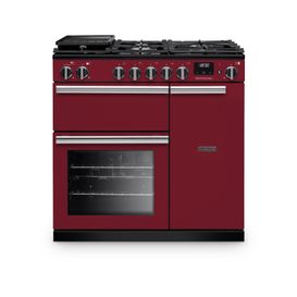 RANGEMASTER PR90DFPBOR/CM1 Professional 90 Dual Fuel Bordeaux with Chrome Trim