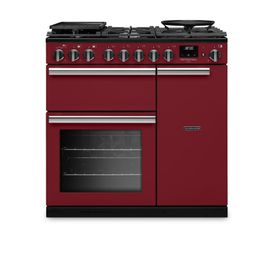 RANGEMASTER PRDL90DFPBOR/CM1 Professional Deluxe 90 Dual Fuel Bordeaux with Chrome Trim