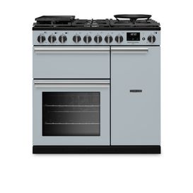 RANGEMASTER PRDL90DFPMSB/CM1 Professional Deluxe 90 Dual Fuel Misty Blue with Chrome Trim