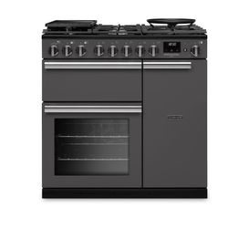 RANGEMASTER PRDL90DFPSLT/CM1 Professional Deluxe 90 Dual Fuel Slate with Chrome Trim