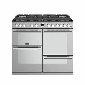 STOVES 444444944 Sterling 100cm Deluxe Gas Through Glass Stainless Steel Dual Fuel Range Cooker