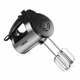 TOWER T12016 300W Hand Mixer With Attachments Stainless Steel Black