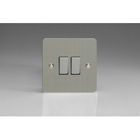 VARILIGHT Ultraflat 2 Gang 2W Switch Brushed Steel