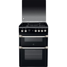 INDESIT ID60G2K 60cm Double Gas Cooker Black