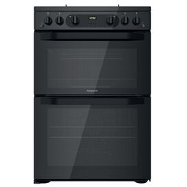 HOTPOINT HDM67G0CMB 60cm Gas Double Oven Black - No Lid