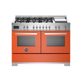 Bertazzoni Professional 120cm Range Cooker Twin Dual Fuel Orange PRO126G2EART2