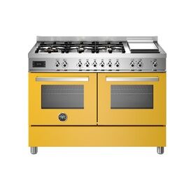 Bertazzoni Professional 120cm Range Cooker Twin Dual Fuel Yellow PRO126G2EGIT