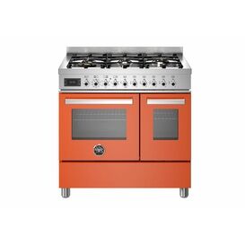 Bertazzoni Professional 90cm Range Cooker Twin Dual Fuel Orange PRO96L2EART