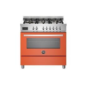 Bertazzoni Professional 90cm Range Cooker Single Oven Dual Fuel Orange PRO96L1EART