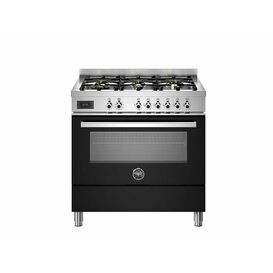 Bertazzoni Professional 90cm Range Cooker Single Oven Dual Fuel Black PRO96L1ENET