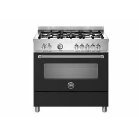 Bertazzoni Master 90cm Range Cooker Single Oven Dual Fuel Black MAS95C1ENEC