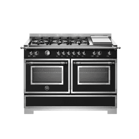 Bertazzoni Heritage 120cm Range Cooker Twin Oven Dual Fuel Black HER126G2ENET2