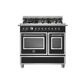 Bertazzoni Heritage 90cm Range Cooker Twin Oven Dual Fuel Black HER96L2ENET